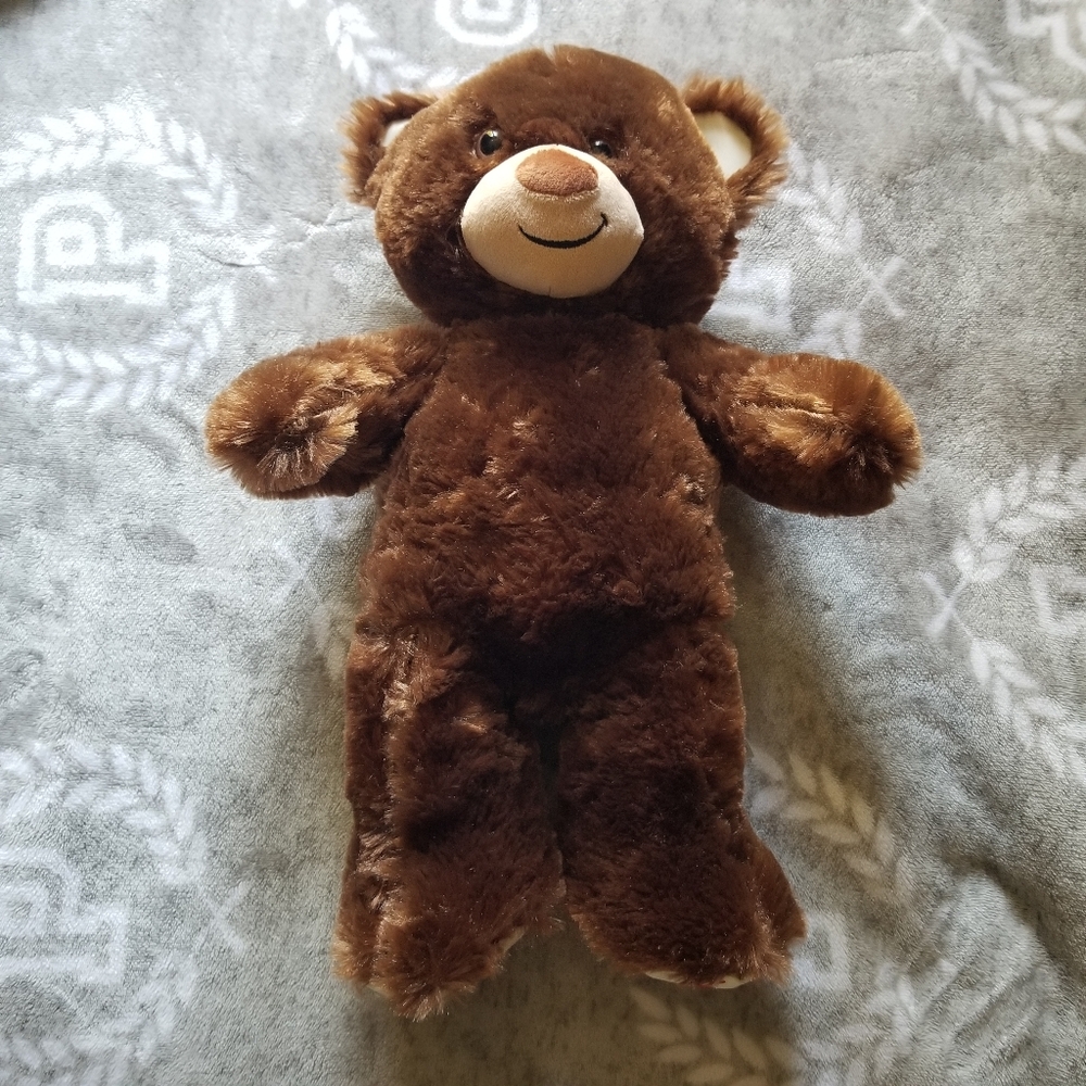 Build A Bear Workshop Plush Brown Baseball Teddy Bear Faux Leather